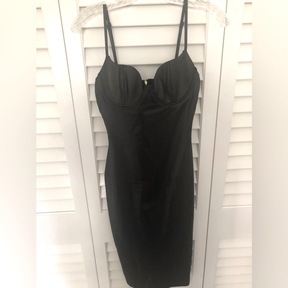 Lac Bleu Bustier Black Midi Dress